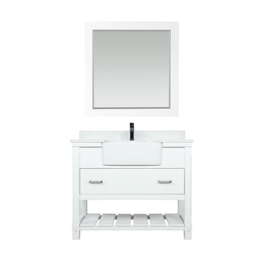 Altair Georgia 42" Single Bathroom Vanity Set Farmhouse Basin with Mirror - Luxe Bathroom Vanities