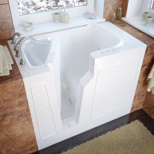 MediTub Walk-In 26 x 46 Left Drain White Whirlpool Jetted Walk-In Bathtub - Luxe Bathroom Vanities Luxury Bathroom Fixtures Bathroom Furniture