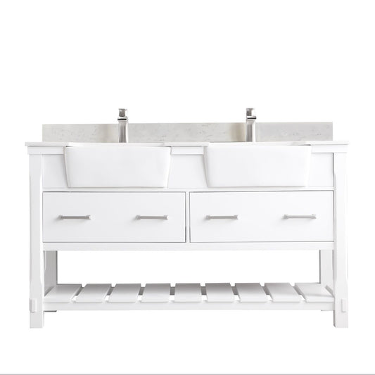 Altair Georgia 60" Double Bathroom Vanity Set Farmhouse Basin without Mirror - Luxe Bathroom Vanities