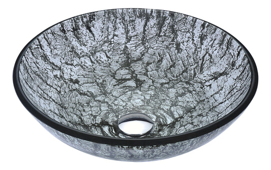 Posh Series Deco-Glass Vessel Sink in Verdure Silver - Luxe Bathroom Vanities