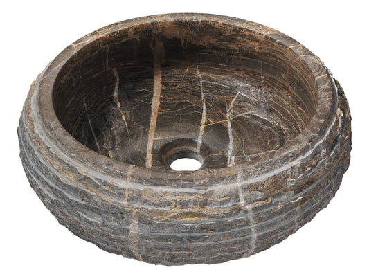 Taupe Ash Natural Stone Vessel Sink in Coffee Marble - Luxe Bathroom Vanities