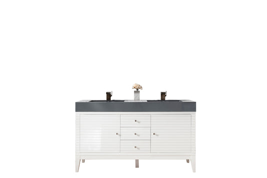 James Martin Linear 59" Double Vanity with Composite Top - Luxe Bathroom Vanities