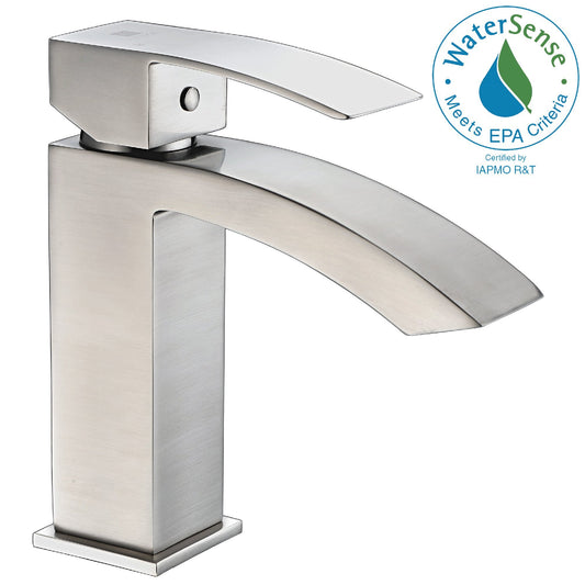 Revere Series Single Hole Single-Handle Low-Arc Bathroom Faucet in Brushed Nickel - Luxe Bathroom Vanities