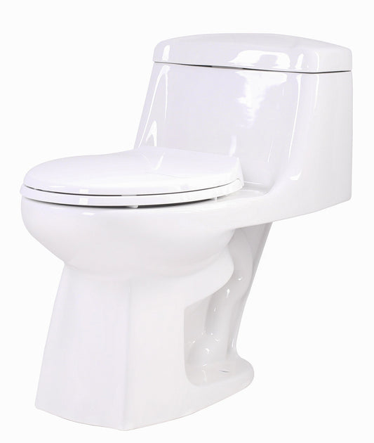 Templar 1-piece 1.28 GPF Single Flush Elongated Toilet in White - Luxe Bathroom Vanities