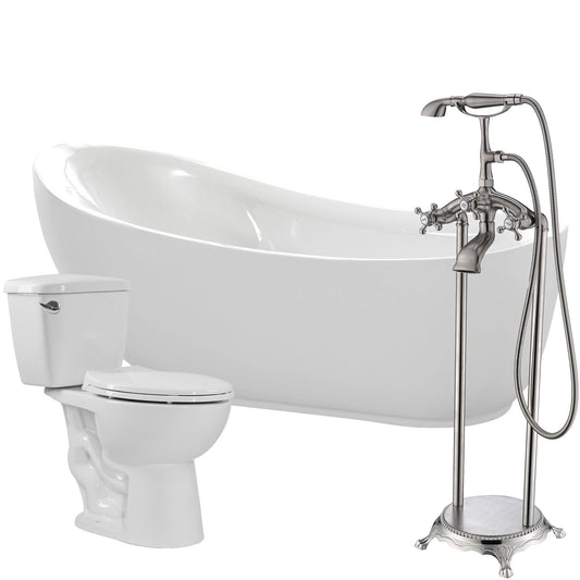 Talyah 71 in. Acrylic Soaking Bathtub with Tugela Faucet and Cavalier 1.28 GPF Toilet - Luxe Bathroom Vanities Luxury Bathroom Fixtures Bathroom Furniture
