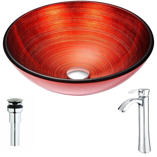 Echo Series Deco-Glass Vessel Sink in Lustrous Red with Harmony Faucet - Luxe Bathroom Vanities