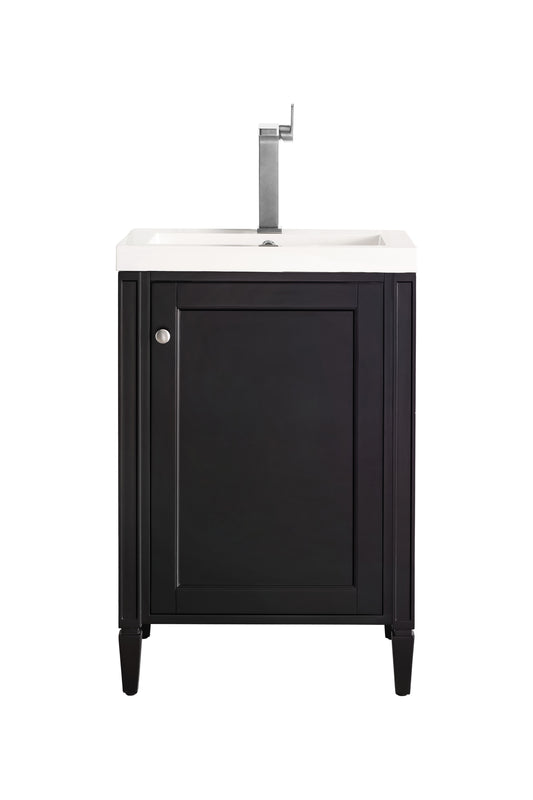 James Martin Britannia 24" Single Vanity Cabinet with White Glossy Composite Countertop - Luxe Bathroom Vanities