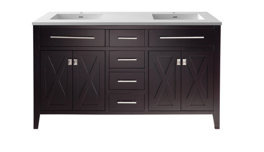 Wimbledon - 60 - Cabinet with VIVA Stone Solid Surface Countertop - Luxe Bathroom Vanities Luxury Bathroom Fixtures Bathroom Furniture