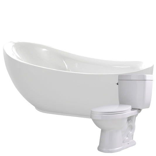 Talyah 71 in. Acrylic Soaking Bathtub with Talos 2-piece 1.6 GPF Single Flush Toilet - Luxe Bathroom Vanities Luxury Bathroom Fixtures Bathroom Furniture