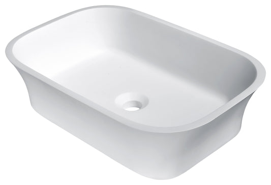 Ajeet Man Made Stone Vessel Sink in White - Luxe Bathroom Vanities