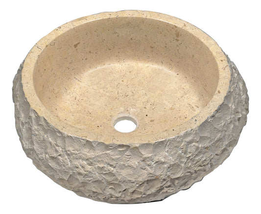 Desert Ash Vessel Sink in Classic Cream Marble - Luxe Bathroom Vanities