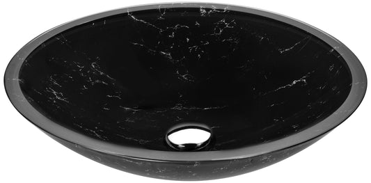 Marbela Series Vessel Sink in Marbled Black - Luxe Bathroom Vanities