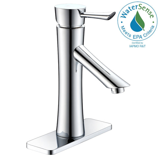 Saga Series Single Hole Single-Handle Low-Arc Bathroom Faucet in Polished Chrome - Luxe Bathroom Vanities