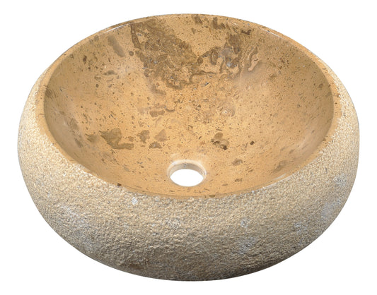 Leopards Ash Vessel Sink in Classic Cream Marble - Luxe Bathroom Vanities