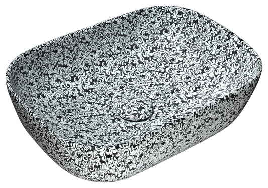 Fleur Noir Ceramic Vessel Sink in Speckled Stone Finish - Luxe Bathroom Vanities