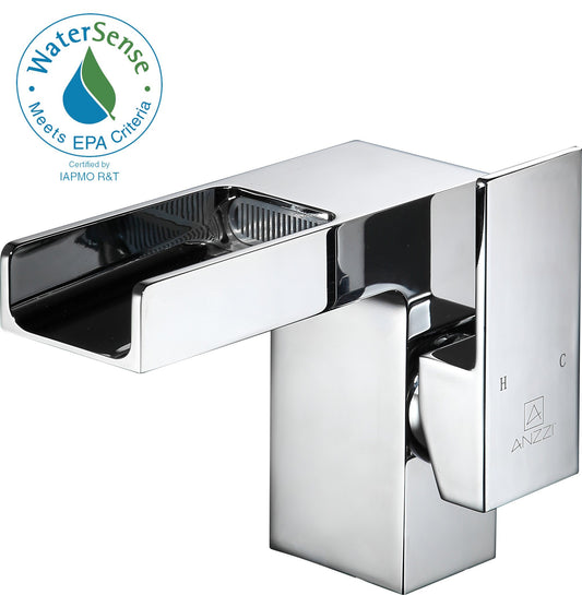 Zhona Series Single Hole Single-Handle Low-Arc Bathroom Faucet in Polished Chrome - Luxe Bathroom Vanities