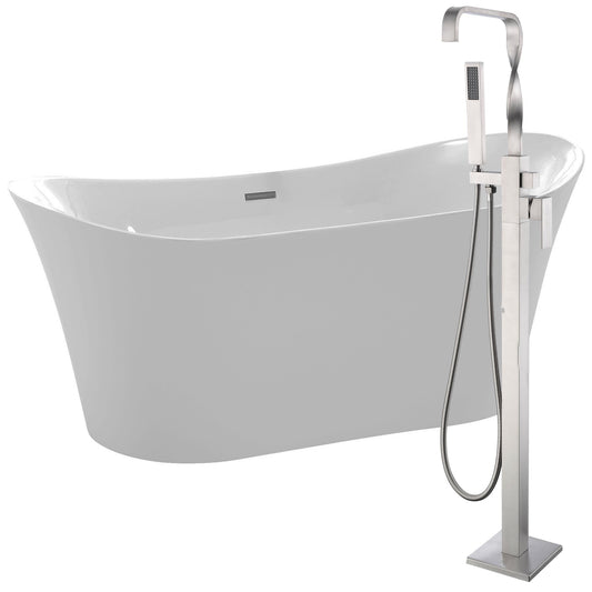 Eft 67 in. Acrylic Flatbottom Non-Whirlpool Bathtub in White with Yosemite Faucet in Brushed Nickel - Luxe Bathroom Vanities Luxury Bathroom Fixtures Bathroom Furniture