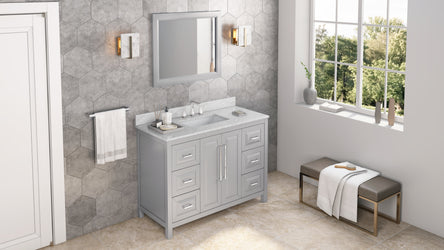 Hardware Resources Jeffrey Alexander 48" Cade Vanity, undermount rectangle bowl - Luxe Bathroom Vanities