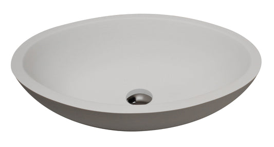 Maine 1-Piece Man Made Stone Vessel Sink with Pop Up Drain in Matte White - Luxe Bathroom Vanities