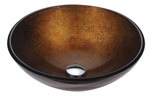 Posh Series Deco-Glass Vessel Sink in Amber Gold - Luxe Bathroom Vanities