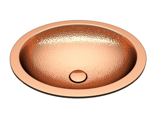 Lux 19 in. Handmade Drop-in Oval Bathroom Sink in Hammered Copper - Luxe Bathroom Vanities
