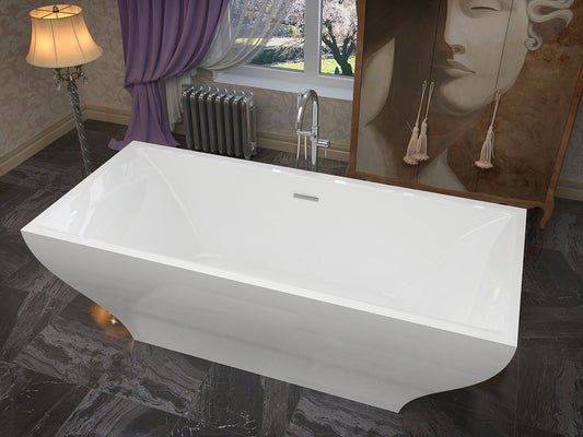 Vision 5.9 ft. Acrylic Center Drain Freestanding Bathtub in Glossy White - Luxe Bathroom Vanities Luxury Bathroom Fixtures Bathroom Furniture