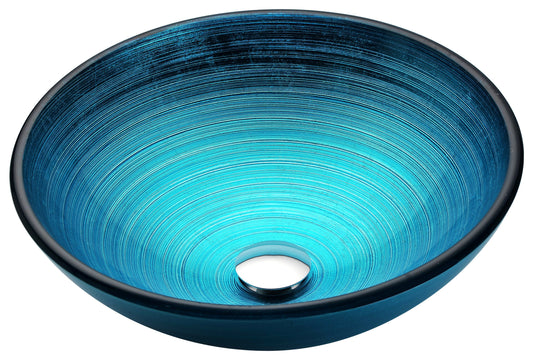 Enti Series Deco-Glass Vessel Sink in Lustrous Blue - Luxe Bathroom Vanities