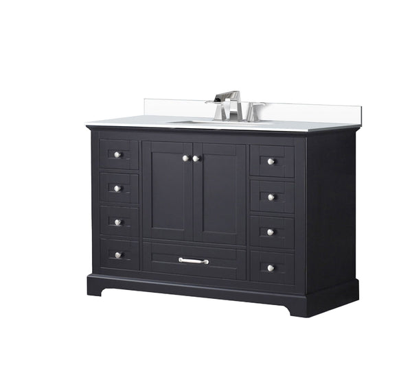 Lexora Collection Dukes 48 inch Single Bath Vanity, Cultured Marble Top, and Faucet Set - Luxe Bathroom Vanities