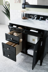 James Martin Brittany 36" Single Vanity, Black Onyx with 3CM Top - Luxe Bathroom Vanities