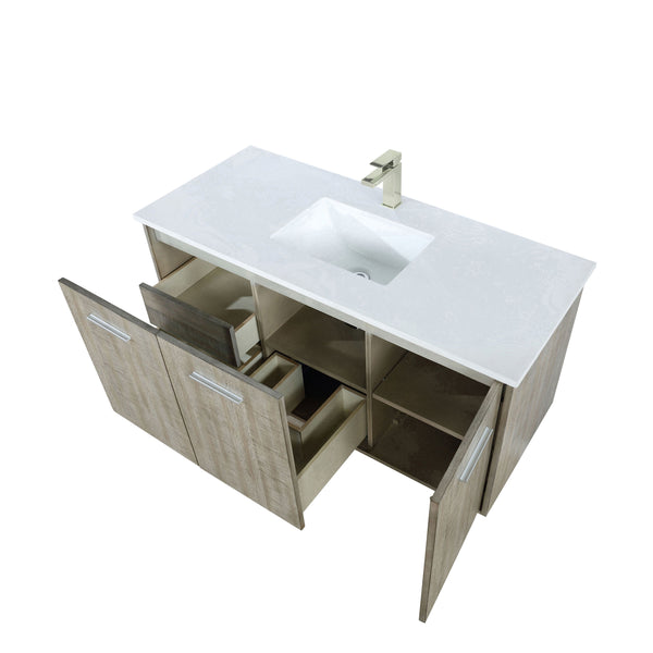 Lexora Collection Fairbanks 48 inch Rustic Acacia Bath Vanity, Cultured Marble Top and Faucet Set - Luxe Bathroom Vanities