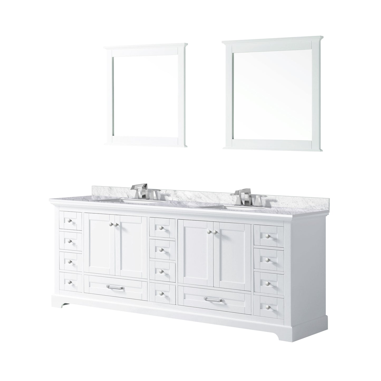 Lexora Collection Dukes 84 inch Double Bath Vanity, Top, Faucet Set, and 34 inch Mirrors - Luxe Bathroom Vanities