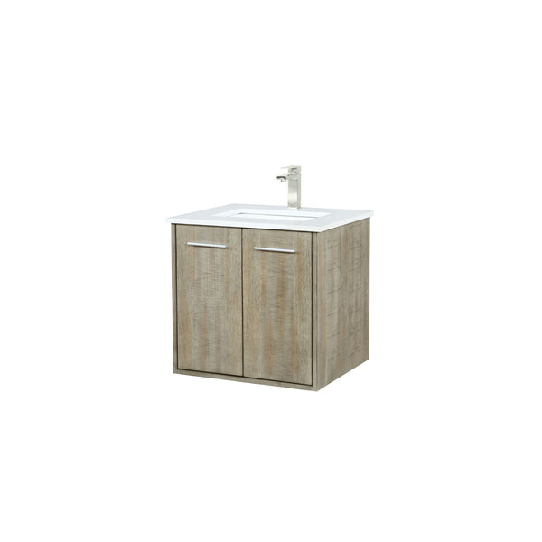 Lexora Collection Fairbanks 24 inch Rustic Acacia Bath Vanity, White Quartz Top and Faucet Set - Luxe Bathroom Vanities