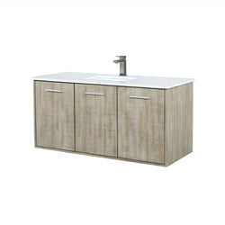 Lexora Collection Fairbanks 48 inch Rustic Acacia Bath Vanity, White Quartz Top and Faucet Set - Luxe Bathroom Vanities