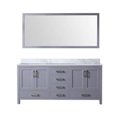 Lexora Collection Jacques 72 inch Double Bath Vanity, Top, and 70 inch Mirror - Luxe Bathroom Vanities