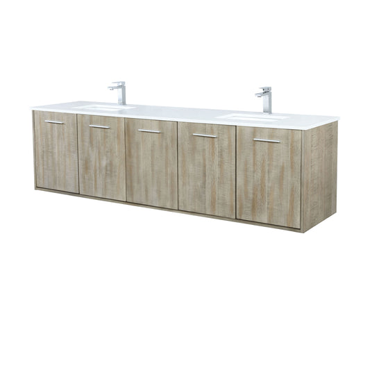 Lexora Collection Fairbanks 80 inch Rustic Acacia Double Bath Vanity, Cultured Marble Top and Faucet Set - Luxe Bathroom Vanities