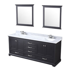 Lexora Collection Dukes 80 inch Double Bath Vanity, Top, Faucet Set, and 30 inch Mirrors - Luxe Bathroom Vanities