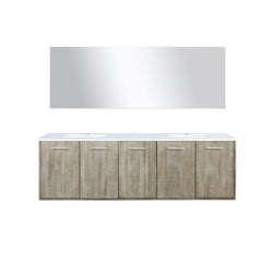 Lexora Collection Fairbanks 72 inch Rustic Acacia Double Bath Vanity, Cultured Marble Top and 70 inch Mirror - Luxe Bathroom Vanities