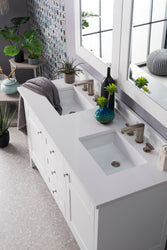 James Martin Palisades 60" Bright White Double Vanity with 3 CM Countertop - Luxe Bathroom Vanities