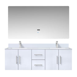 Lexora Collection Geneva 60 inch Double Bath Vanity, Top, Faucet Set, and 60 inch LED Mirror - Luxe Bathroom Vanities