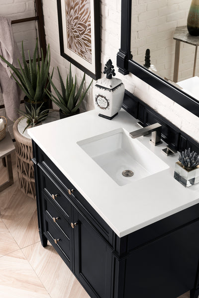 James Martin Brittany 36" Single Vanity, Black Onyx with 3CM Top - Luxe Bathroom Vanities