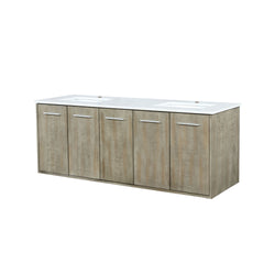 Lexora Collection Fairbanks 60 inch Rustic Acacia Double Bath Vanity and White Quartz Top - Luxe Bathroom Vanities