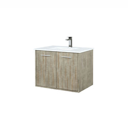 Lexora Collection Fairbanks 30 inch Rustic Acacia Bath Vanity, White Quartz Top and Faucet Set - Luxe Bathroom Vanities