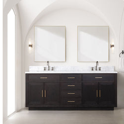 Lexora Collection Abbey 80 inch Double Bath Vanity and Carrara Marble Top - Luxe Bathroom Vanities