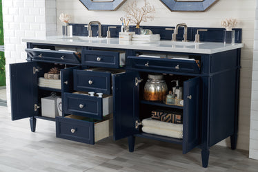 James Martin Brittany 72" Double Vanity with 3 CM Countertop & FreePower Wireless Charger