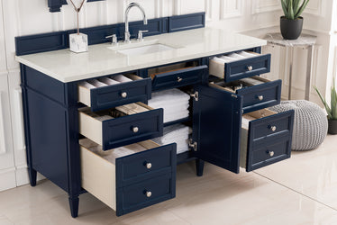 James Martin Brittany 60" Single Vanity with 3 CM Countertop & FreePower Wireless Charger
