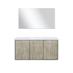 Lexora Collection Fairbanks 48 inch Rustic Acacia Bath Vanity, White Quartz Top and 43 inch Mirror - Luxe Bathroom Vanities