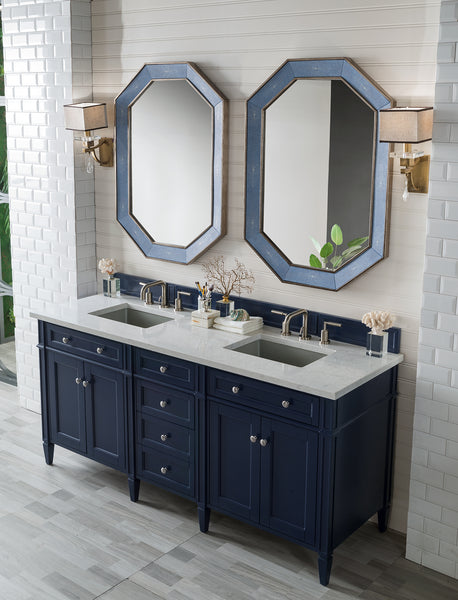 James Martin Brittany 72" Double Vanity with 3 CM Countertop & FreePower Wireless Charger