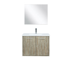 Lexora Collection Fairbanks 30 inch Rustic Acacia Bath Vanity, Cultured Marble Top, Faucet Set and 28 inch Mirror - Luxe Bathroom Vanities