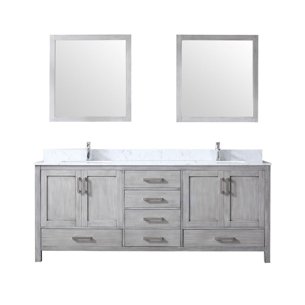 Lexora Collection Jacques 80 inch Double Bath Vanity, Top, Faucet Set, and 30 inch Mirrors - Luxe Bathroom Vanities