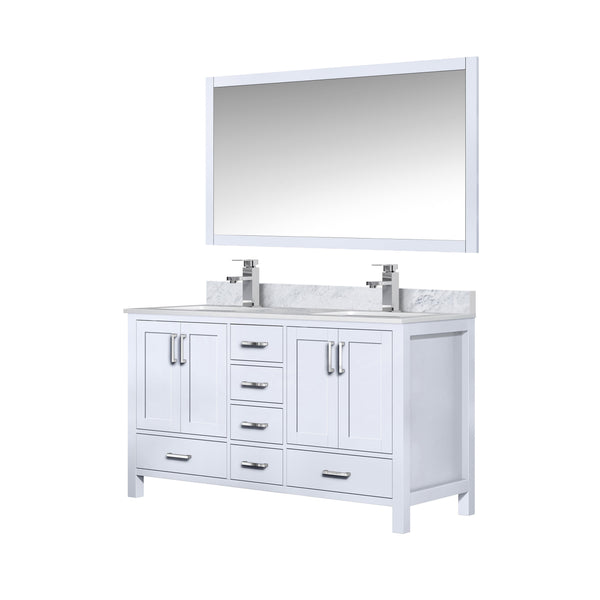 Lexora Collection Jacques 60 inch Double Bath Vanity, Top, Faucet Set, and 58 inch Mirror - Luxe Bathroom Vanities